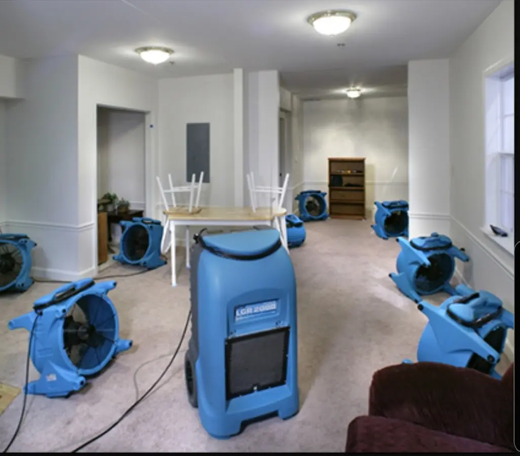 Air movers and dehumidifier setup for Water Extraction & Removal in Odessa